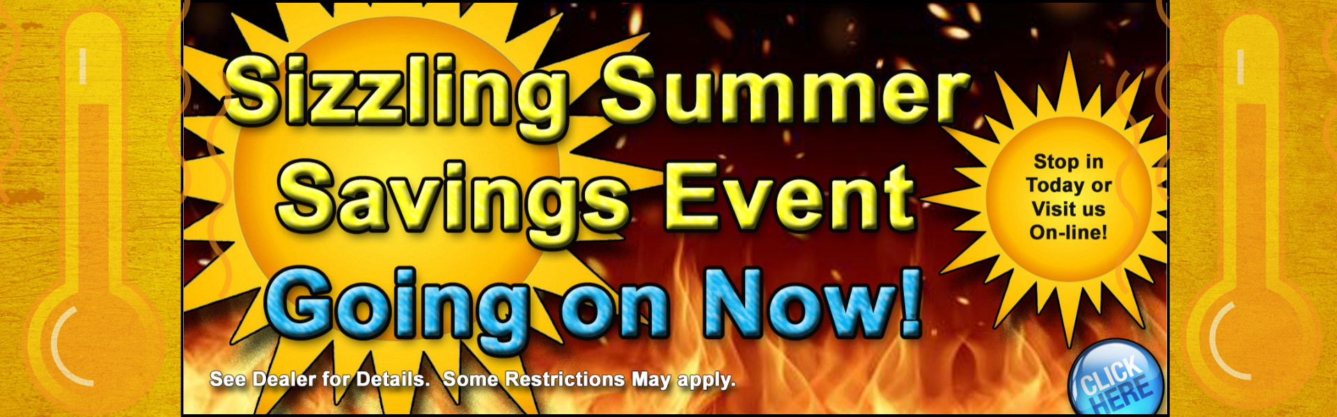 Summer sizzling savings banner July 2026