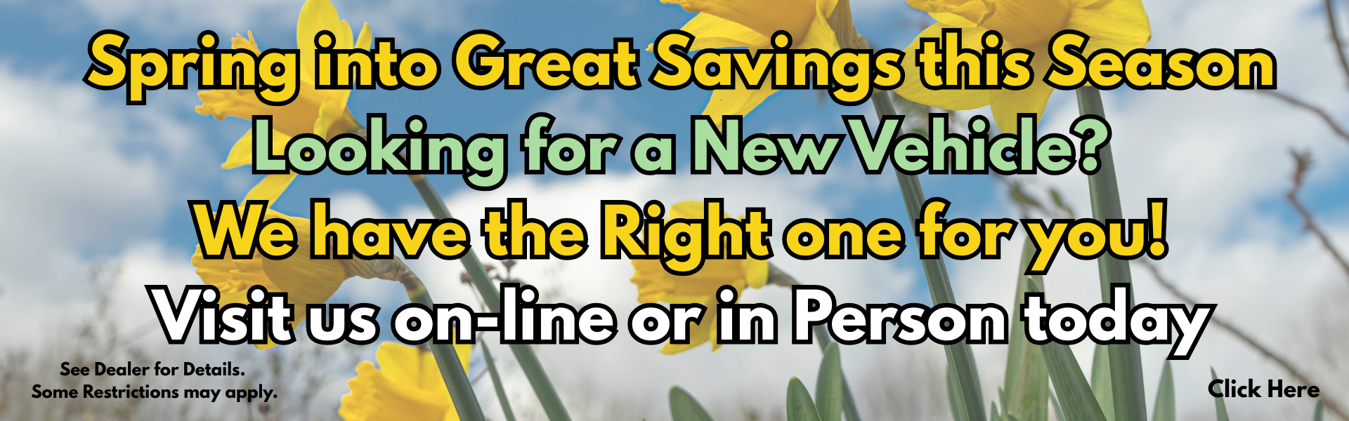 Spring into great savings banner April 2026